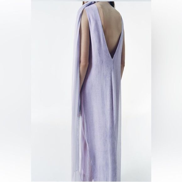 Zara flowy printed dress without scarf - Picture 6 of 11